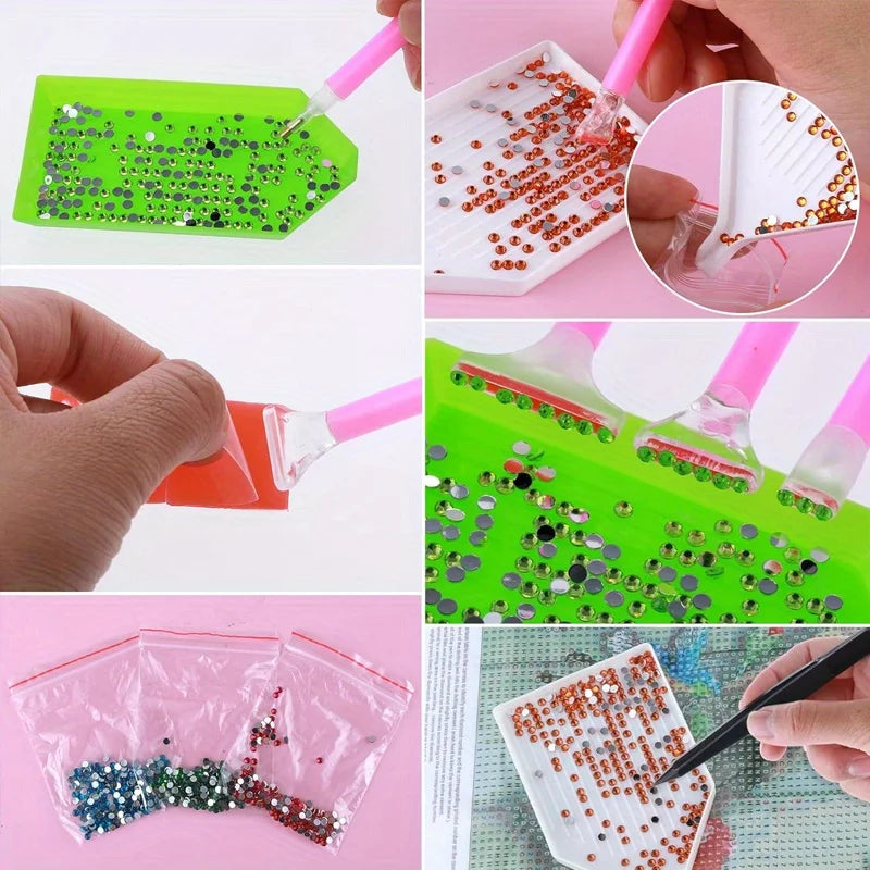 Diamond Painting Kit 29 Pieces DIY 5D Craft Accessories Set with Pens & Tweezers