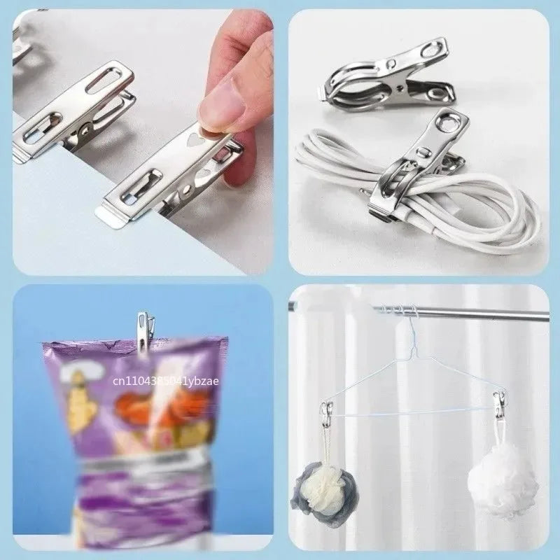 Stainless Steel Clothes Pins Set - Windproof Laundry Clips, Multi-Use Clothespins