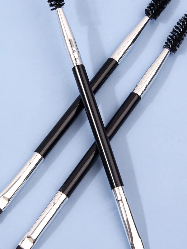 3Pcs Angled Eyebrow & Eyelash Makeup Brush Set - Professional Quality