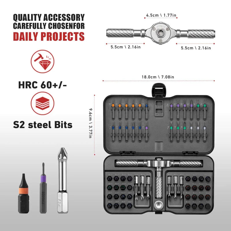 66-in-1 Multifunction Ratchet Screwdriver Set with Magnetic Bits for Electronics and Household Repairs