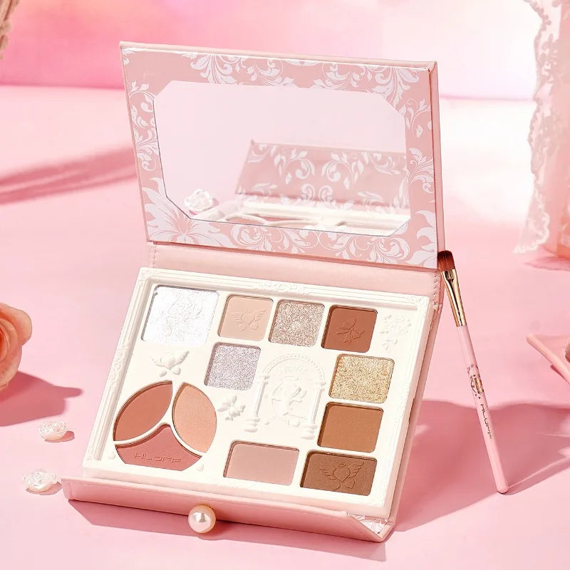 Vegan Makeup Gift Set - Eyeshadow Palette & Lipstick Full Face Beauty Kit for Valentine’s Day