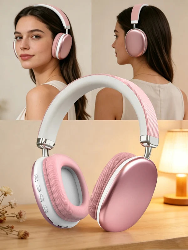 Wireless Over-Ear Headphones with Long Battery Life HiFi Music Gaming Mic for iPhone Android PC