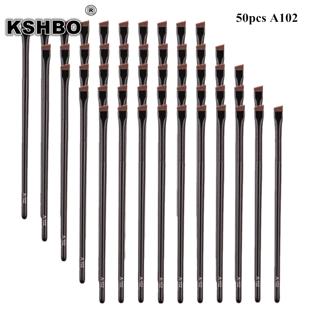 50Pcs Eyebrow and Eyeliner Makeup Brush Set - Small Angle Contour Brushes for Female Grooming