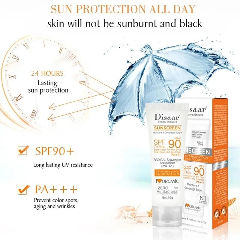 SPF 90+ Waterproof Sunscreen for Face & Body - Anti-Aging Sunblock Cream