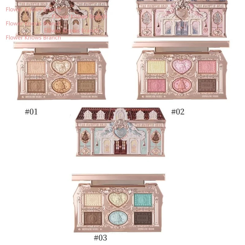 Flower Knows Sweetie Bear 6-Color Eye Shadow Palette Long Lasting Matte & Shimmer Finish