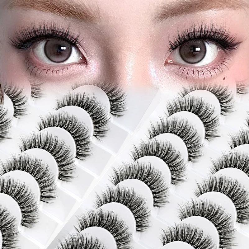 False Eyelash Extensions 3D Mink Half Lashes Natural Cat Eye Makeup 3/10 Pairs