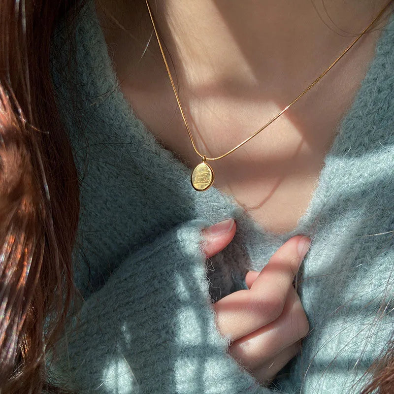 Gold Irregular English Letter Necklace for Women Men Stainless Steel Chain Jewelry Gift