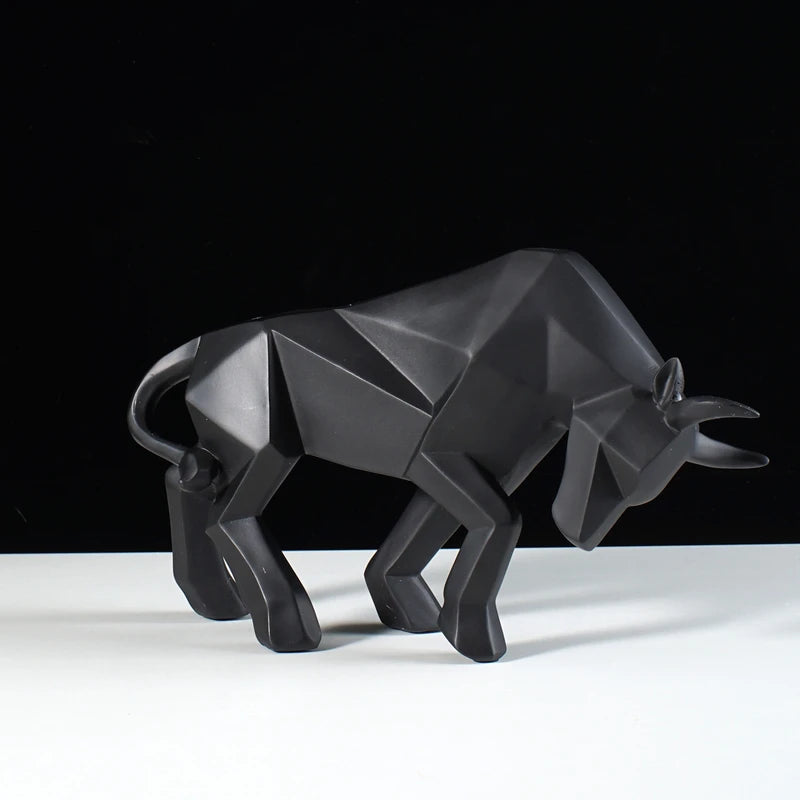 Abstract Bull Sculpture Geometric Ox Home Decor Office Wall Art Animal Ornament