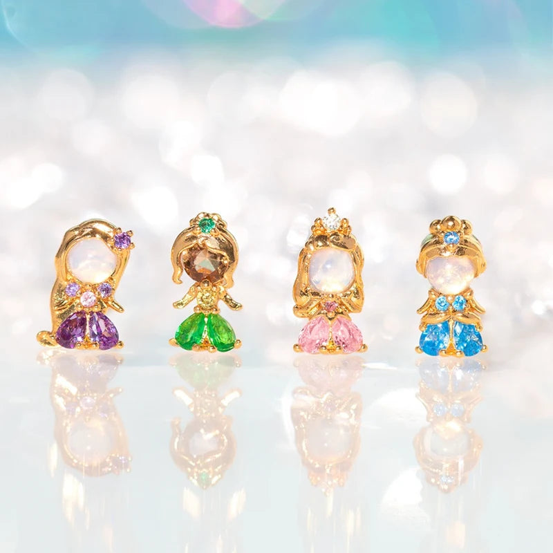 Colorful Zircon Princess Stud Earrings for Women Girls - Trendy Party Jewelry
