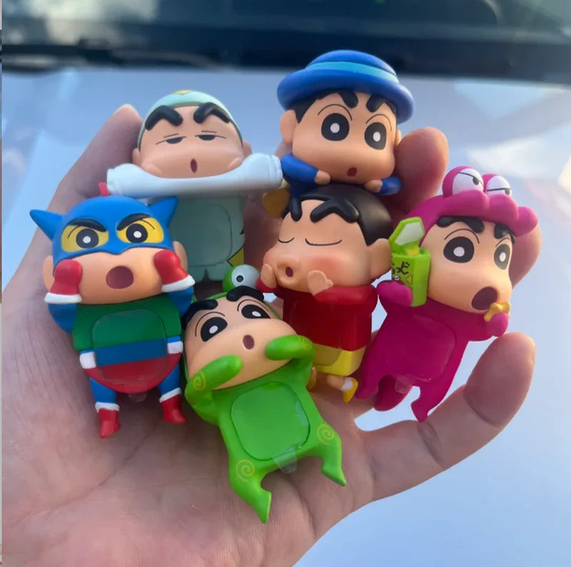 6pcs Anime Figure Blind Box Car Ornament Kawaii Cartoon Display Decor Toys