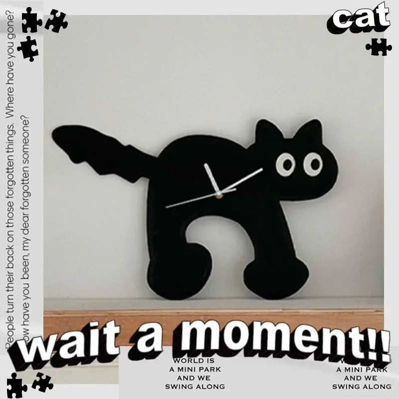 Modern Wall Clock Cat Dog Art Acrylic Silent Decor for Living Room & Bedroom