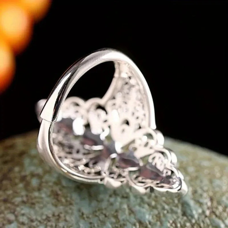 Retro Fashionable Hollow Petal Ring for Women Adjustable Jewelry