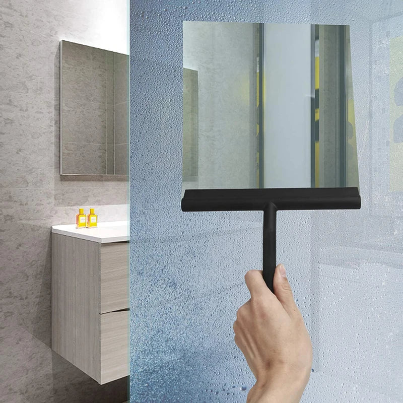 Glass Shower Squeegee with Silicone Holder for Bathroom & Window Cleaning