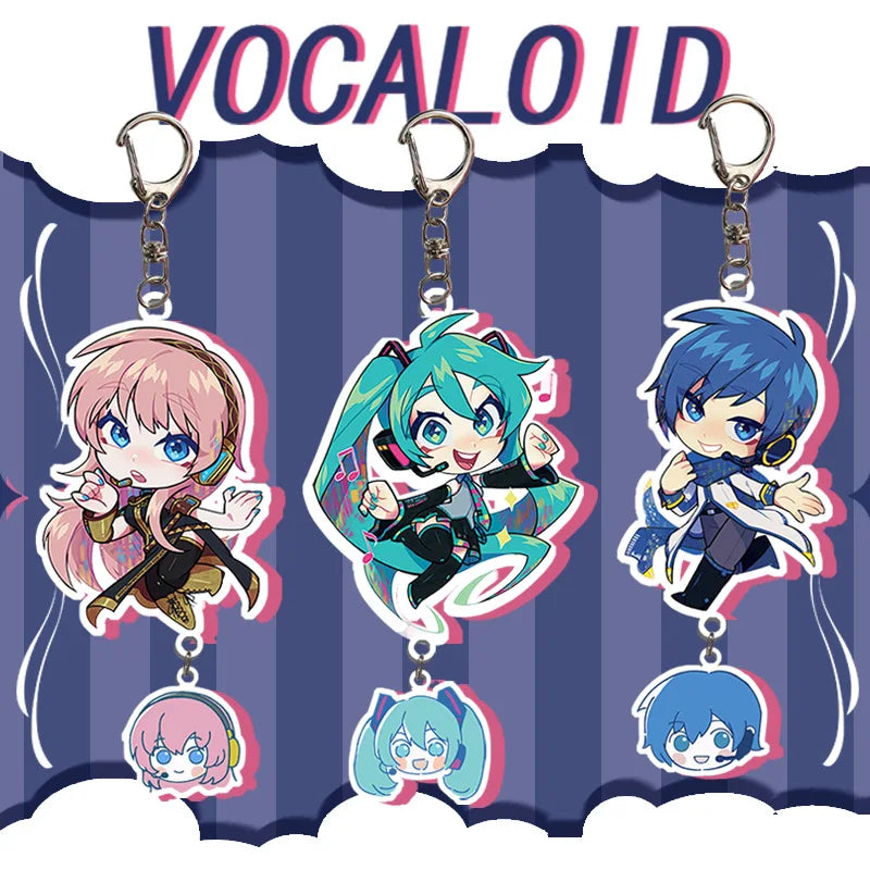 Anime Character Keychain Set - Hatsune Miku Kaito Rin Len Luka MEIKO Acrylic Pendants