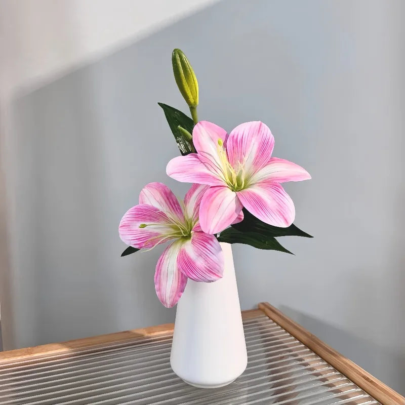 Artificial Lily Flowers - Faux Indoor & Outdoor Decor, 3 Heads
