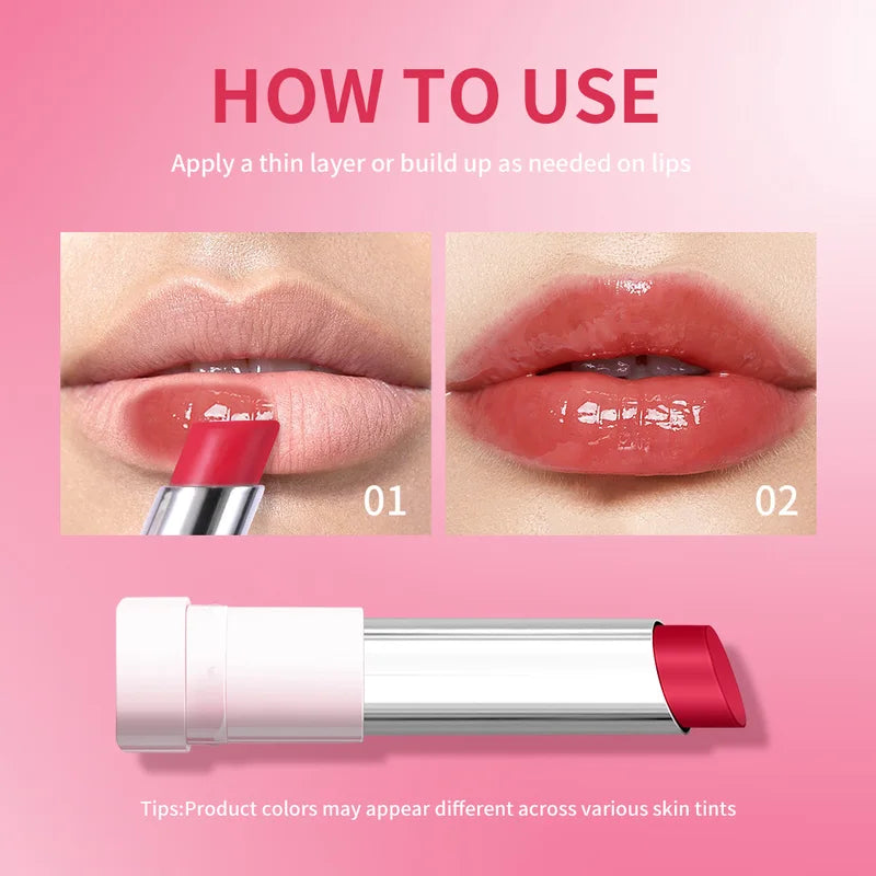 Hydrating Lip Oil Balm with Hyaluronic Acid & Glossy Finish - 24HR Moisturizing