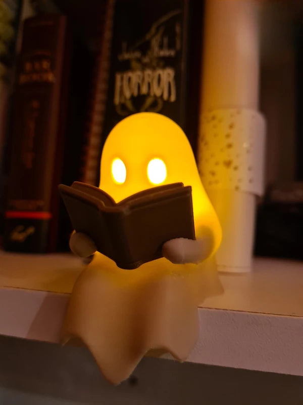Cute Ghost Shelf Decor with Flickering Light for Halloween Party Favors