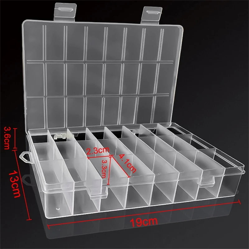 24-Grid Plastic Storage Box Organizer for Crafts Jewelry Beads & Items