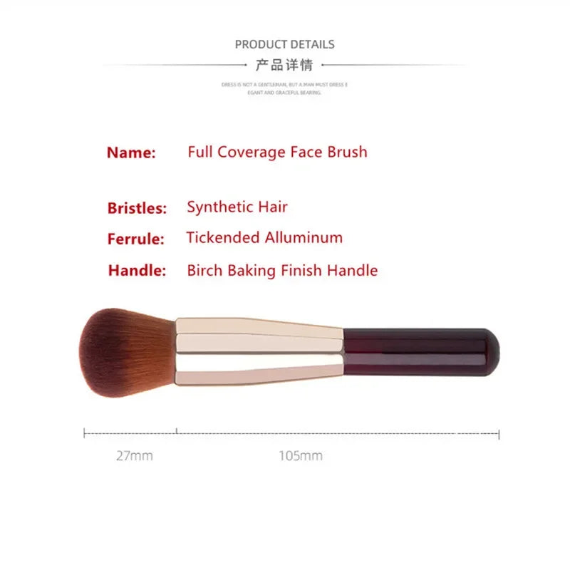 Full Coverage Face Makeup Brush for Powder & Liquid Foundations - HD Finish, Blush & Contour