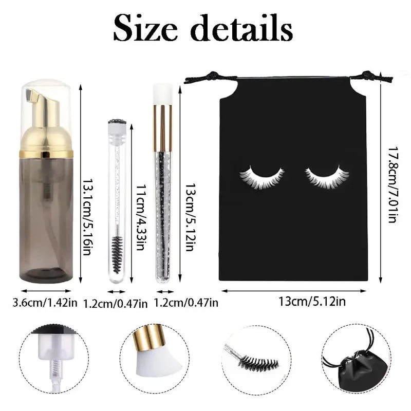 Eyelash & Eyelash Serum Cleaning Tools Set with 60ml Bottles & Brushes