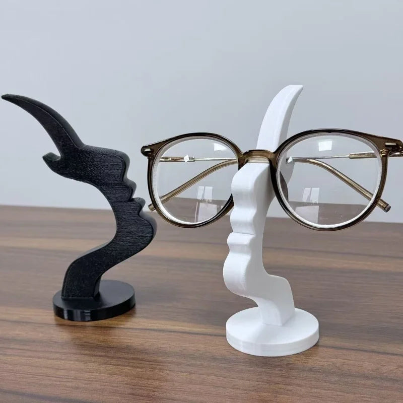 Minimalist Human Profile Eyeglass Holder - 3D Printed Side Face Stand for Glasses, Desk Decor
