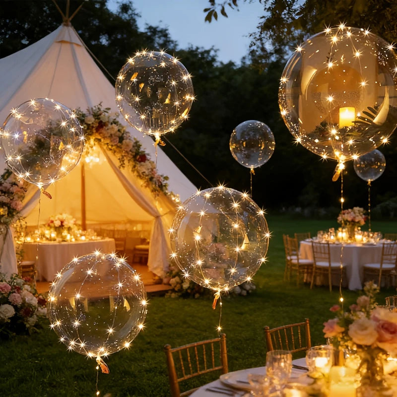 10Set LED Lighted Transparent Balloons for Parties and Weddings - 20 Inch