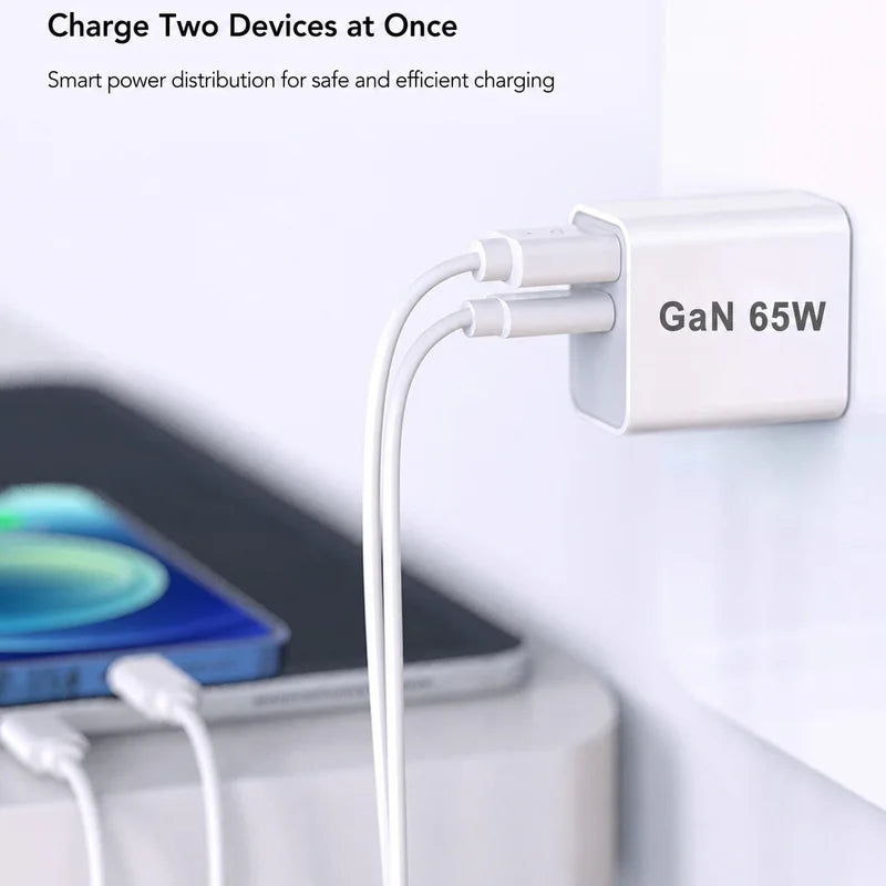 55W USB C Fast Charger with 4 Ports - PD20W & QC3.0 Wall Power Adapter for Mobile Devices