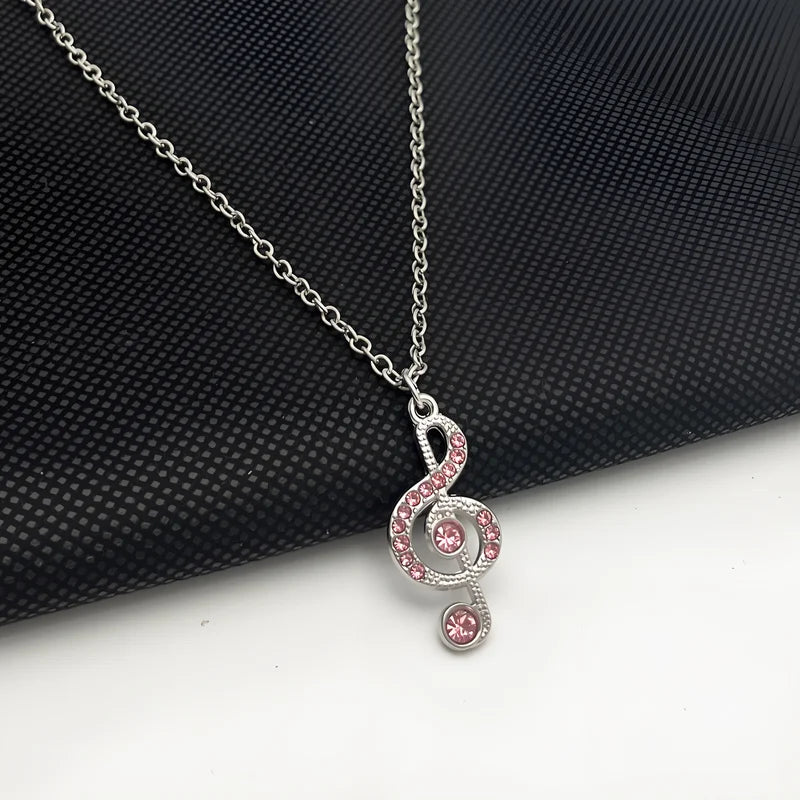 Delicate Crystal Music Note Necklace for Women & Girls - Musical Pendant Jewelry