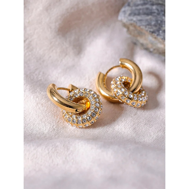 Delicate Cubic Zirconia Huggie Hoop Earrings in 18K Gold Color - High-Quality Jewelry Gift