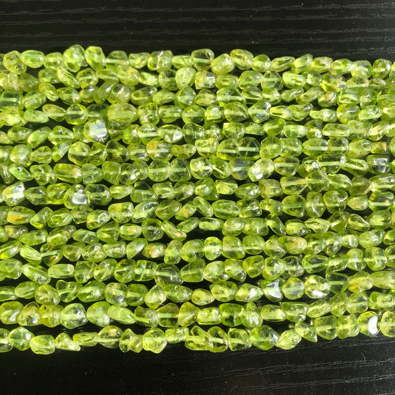 Natural Green Peridot Beads 6-8mm Irregular Stones for Jewelry Making 15 Inch