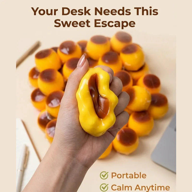 Pudding-Shaped Squeeze Ball Caramel Crunchy Handmade Fidget Toy Stress Relief & Desk Accessory
