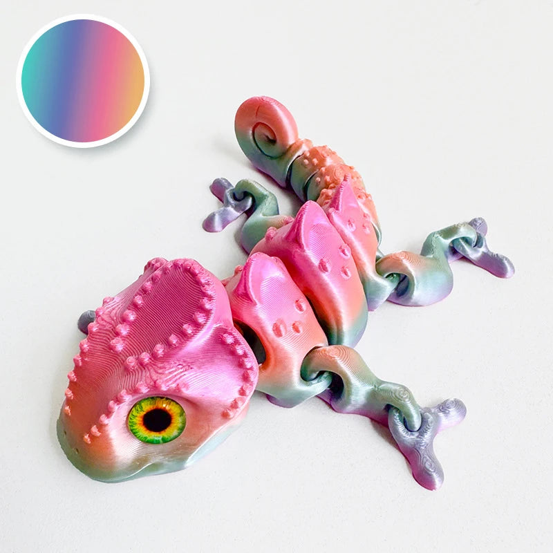 3D Printing Chameleon Figures with Multi-Joint Movable Eyes for Home Decor and Kids Gifts