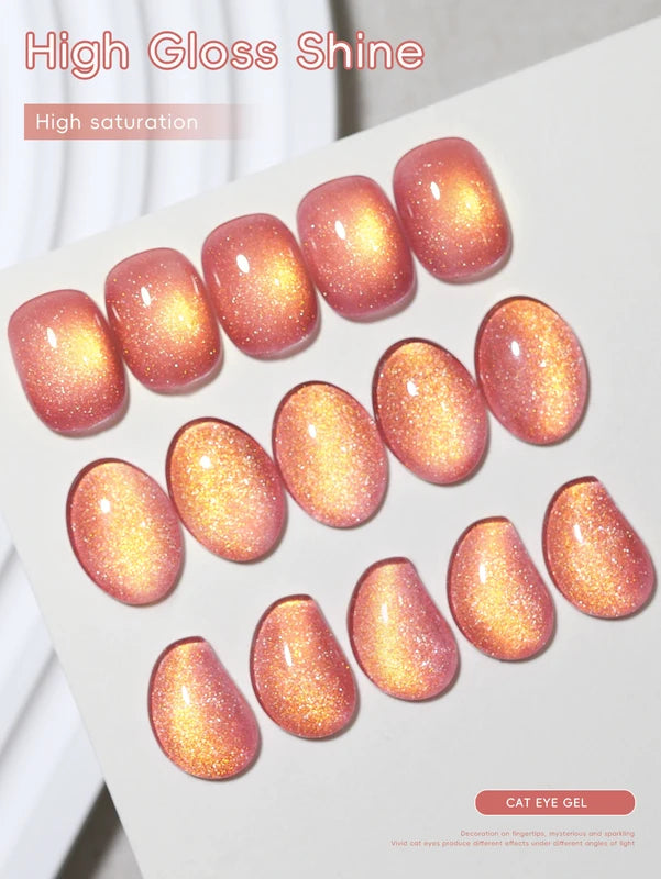 Pink Cat Eye Nail Gel Polish 15ML Semi-Permanent UV LED Nail Art for Women