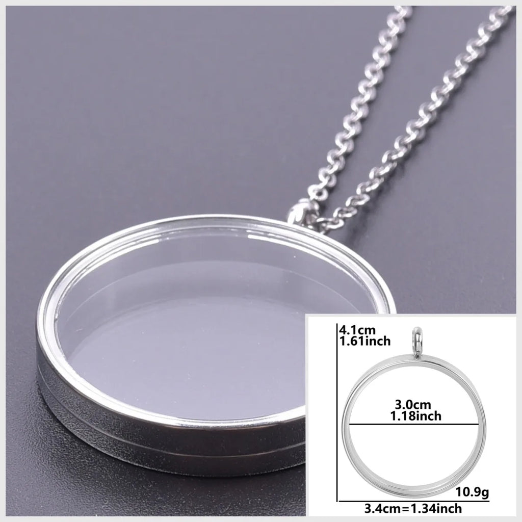 Memory Photo Locket Pendant Necklace with Floating Charm for Jewelry Women Men