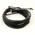 Men's Handmade Leather Wrist Bracelet Multilayer Lace Up Fashion Accessory