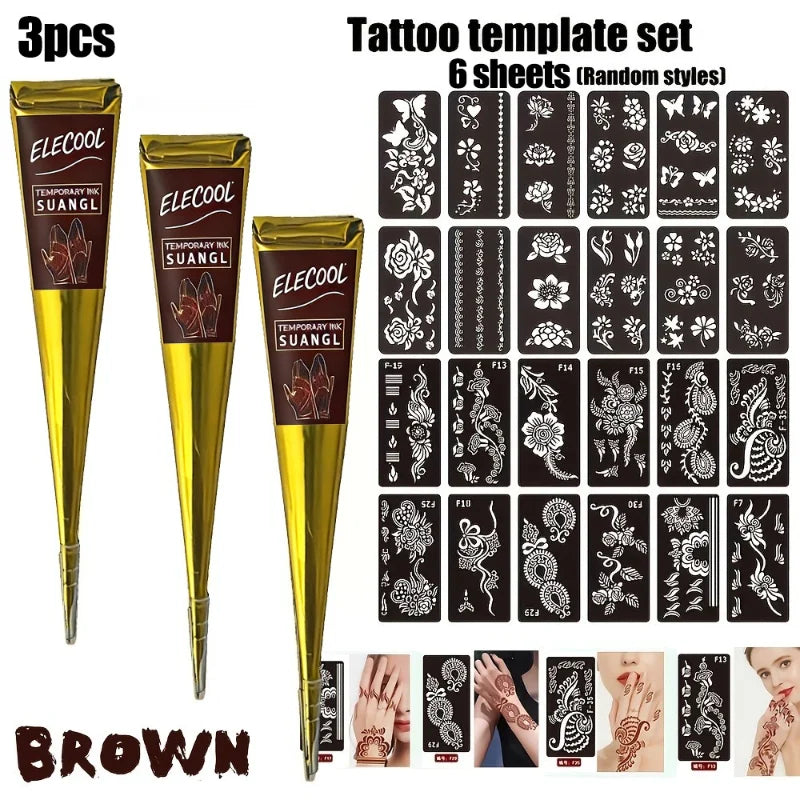 Semi Permanent Henna Body Paint Set Waterproof Temporary Tattoo Kit for Party Festival Cosplay