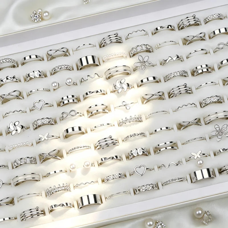 Fashion Geometric Heart Rings Set for Women - 22/44 Pieces, Trendy & Elegant Jewelry