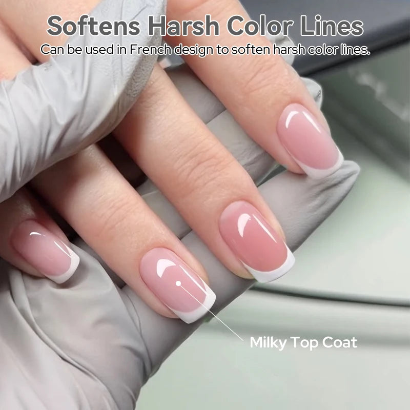Milky White Gel Nail Polish Top Coat 10ml Long Wear UV LED Soak Off