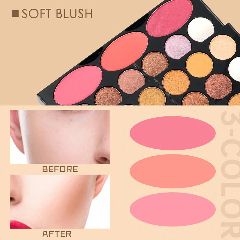 Multi-Functional Makeup Gift Box with Eyeshadow, Eyebrow Powder & Blush Palette