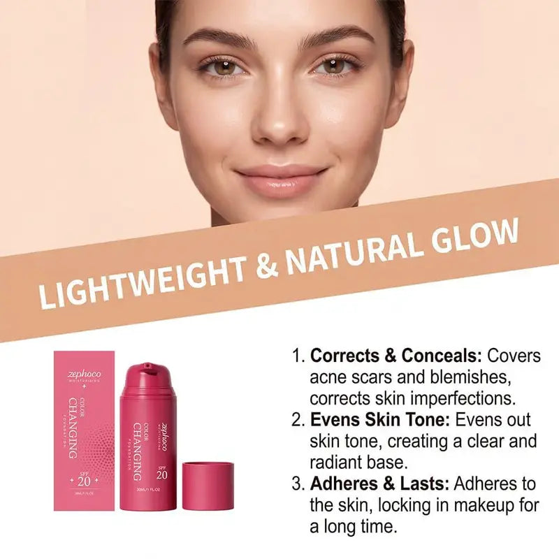 Color Changing Liquid Foundation SPF 20 - High Coverage & Lightweight Face Base