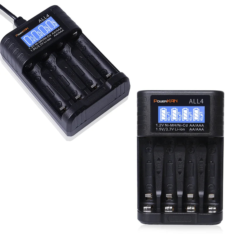 Rechargeable Battery Charger for AA AAA Lithium & NiMH Batteries, LCD Screen