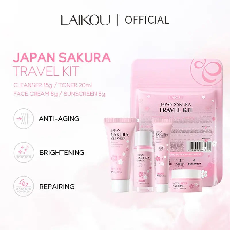 Skincare Gift Set with Cleanser, Serum, Eye Cream & Essence for Women - Travel & Routine Kit