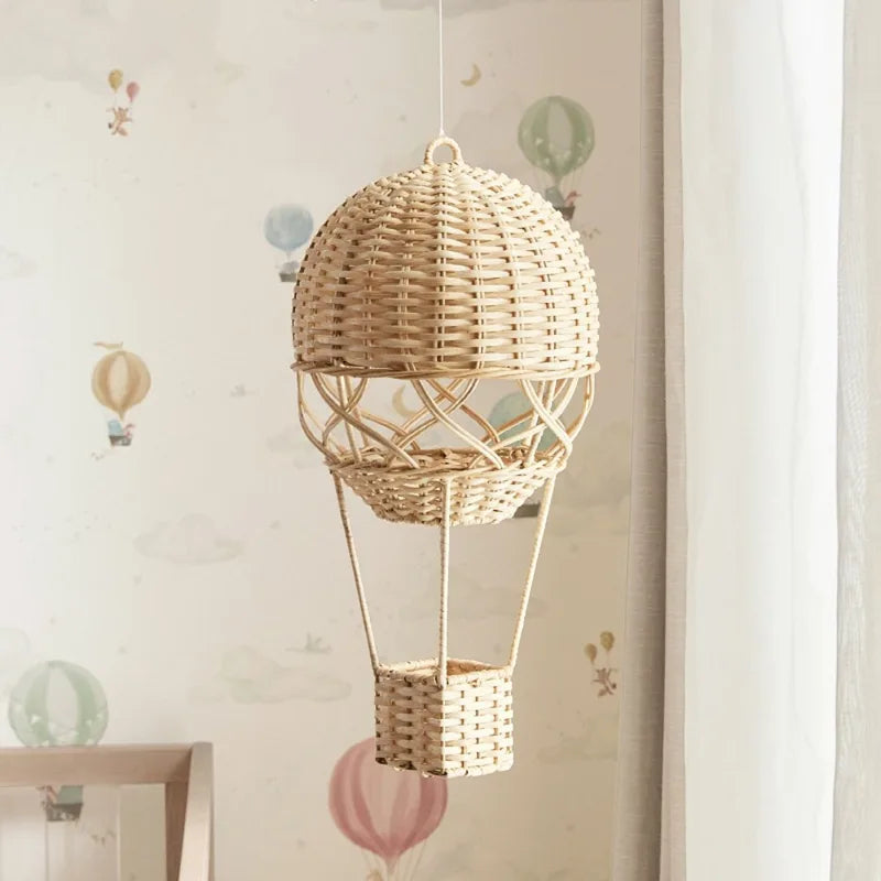 Handmade Rattan Hot Air Balloon Wall Hanging Kids Room Decor Photography Prop