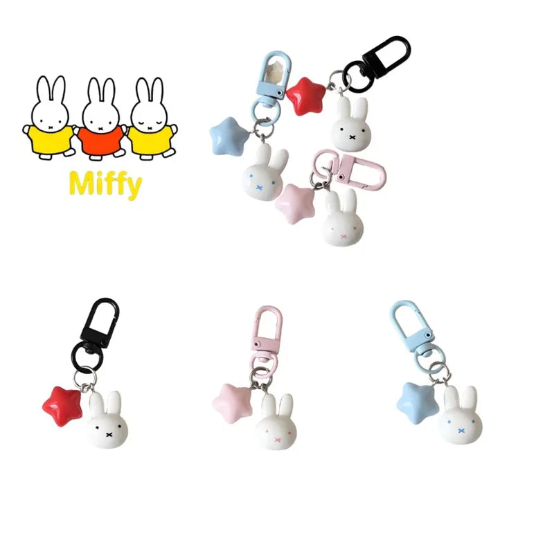 Kawaii Miffy Rabbit Keychain Cartoon Star Bag Charm for Gifts & Accessories