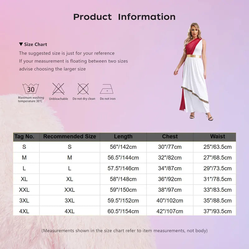 Greek Costume Dress for Women - Princess Queen Toga Cosplay Fancy Dress