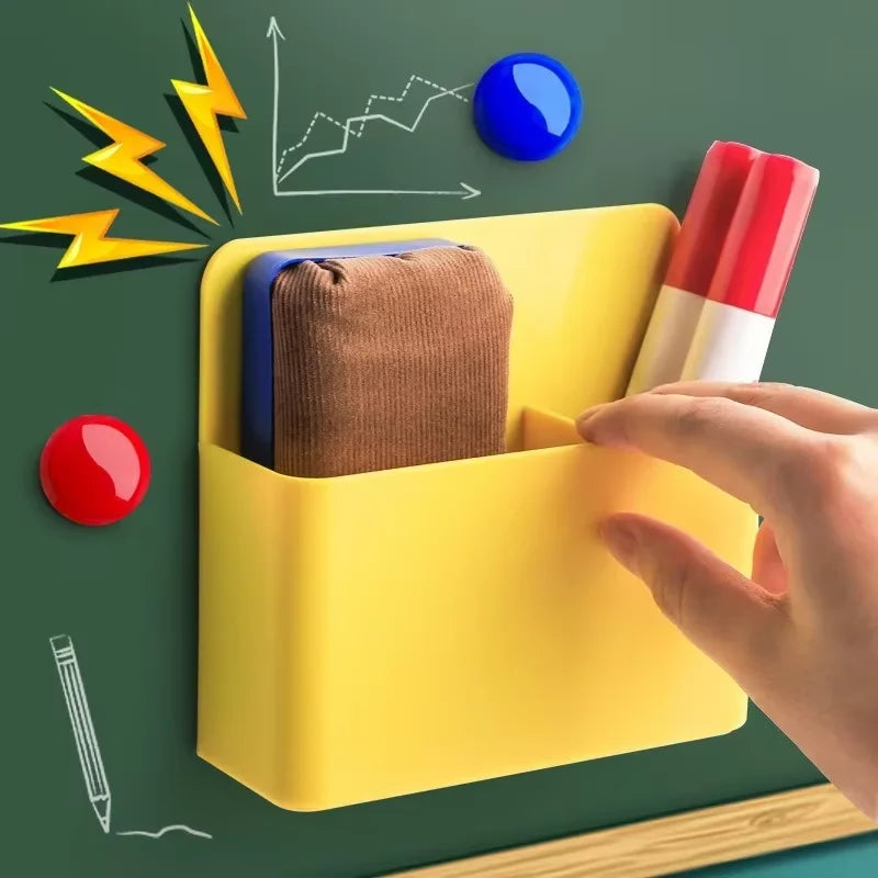 Magnetic Refrigerator Storage Box with Marker Holder – Plastic Organizer for Kitchen & Office