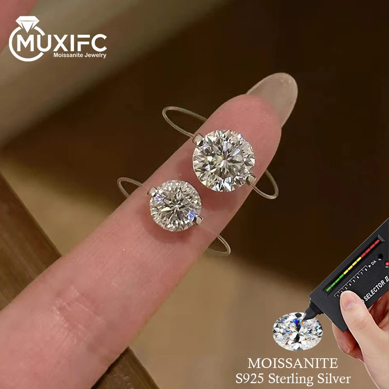 Moissanite Engagement Ring 1 Carat S925 Silver Wedding Band for Women