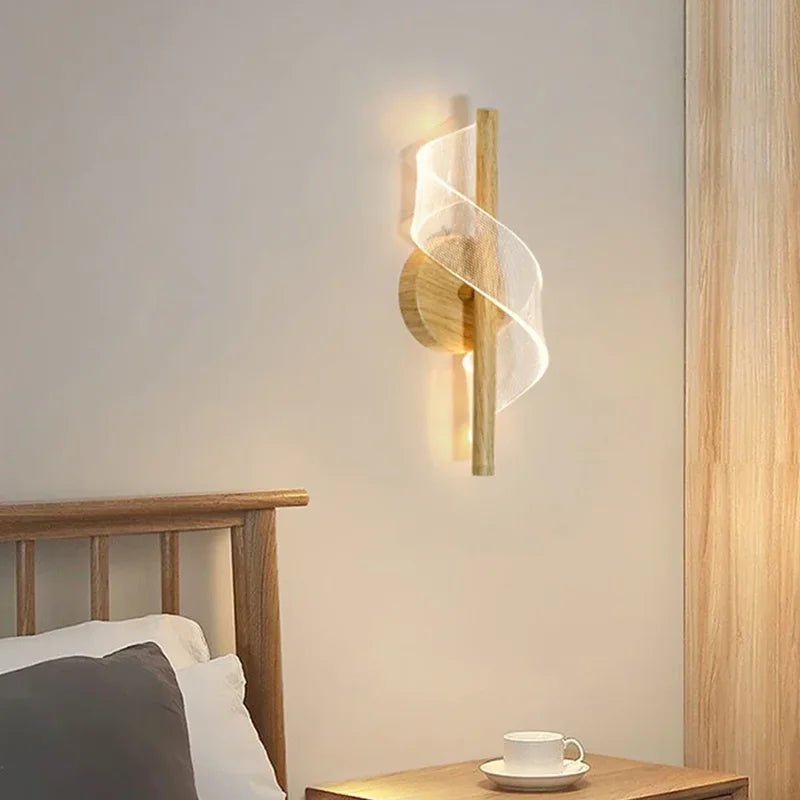 Modern LED Acrylic Wall Lamp Pendant Light Creative Spiral Indoor Lighting for Bedroom & Home Decor
