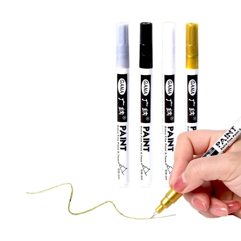 Oil Based White Black Permanent Paint Markers Pen with 0.7mm Extra Fine Tip Waterproof for Rock, Wood, Metal, Canvas
