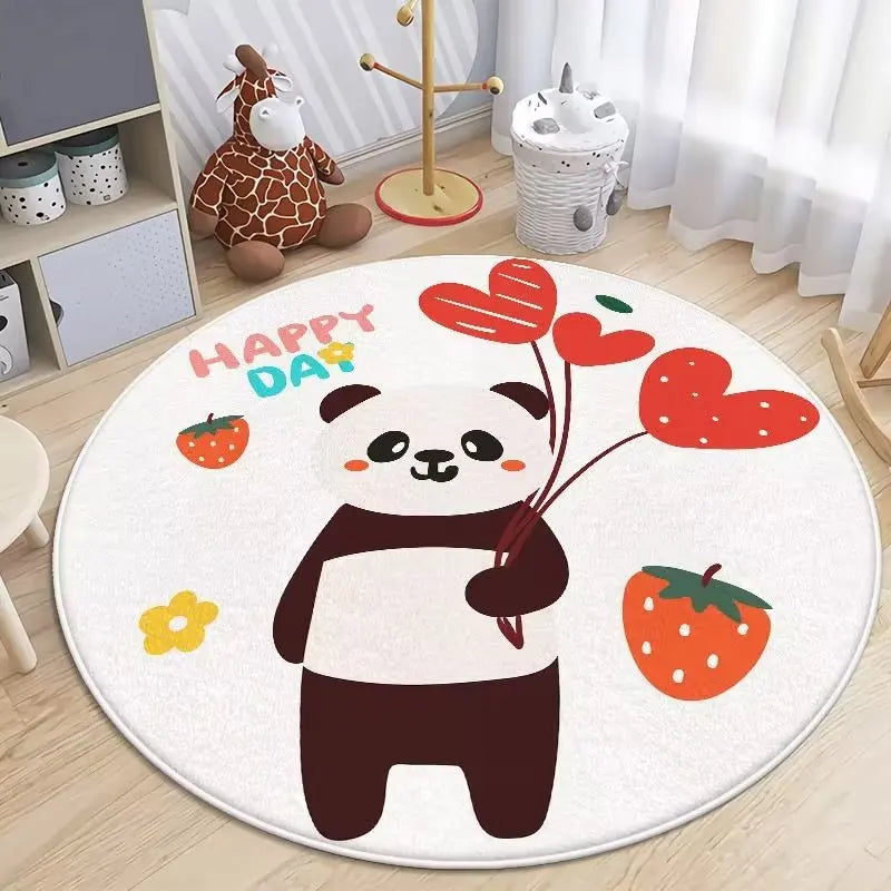 Cute Cartoon Flannel Carpet Rug Non-Slip Play Mat for Living Room & Children's Room